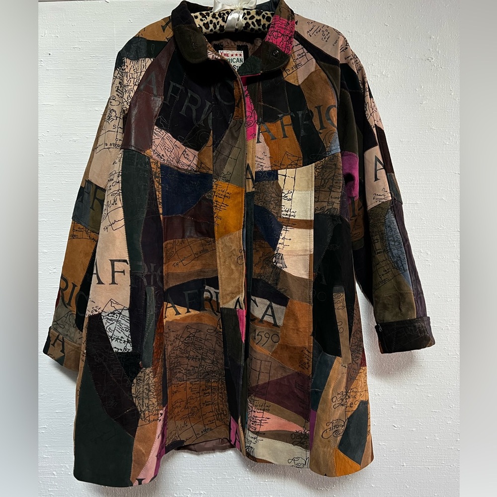 African Star Beautiful Ethnic Boho Leather and Suede Coat